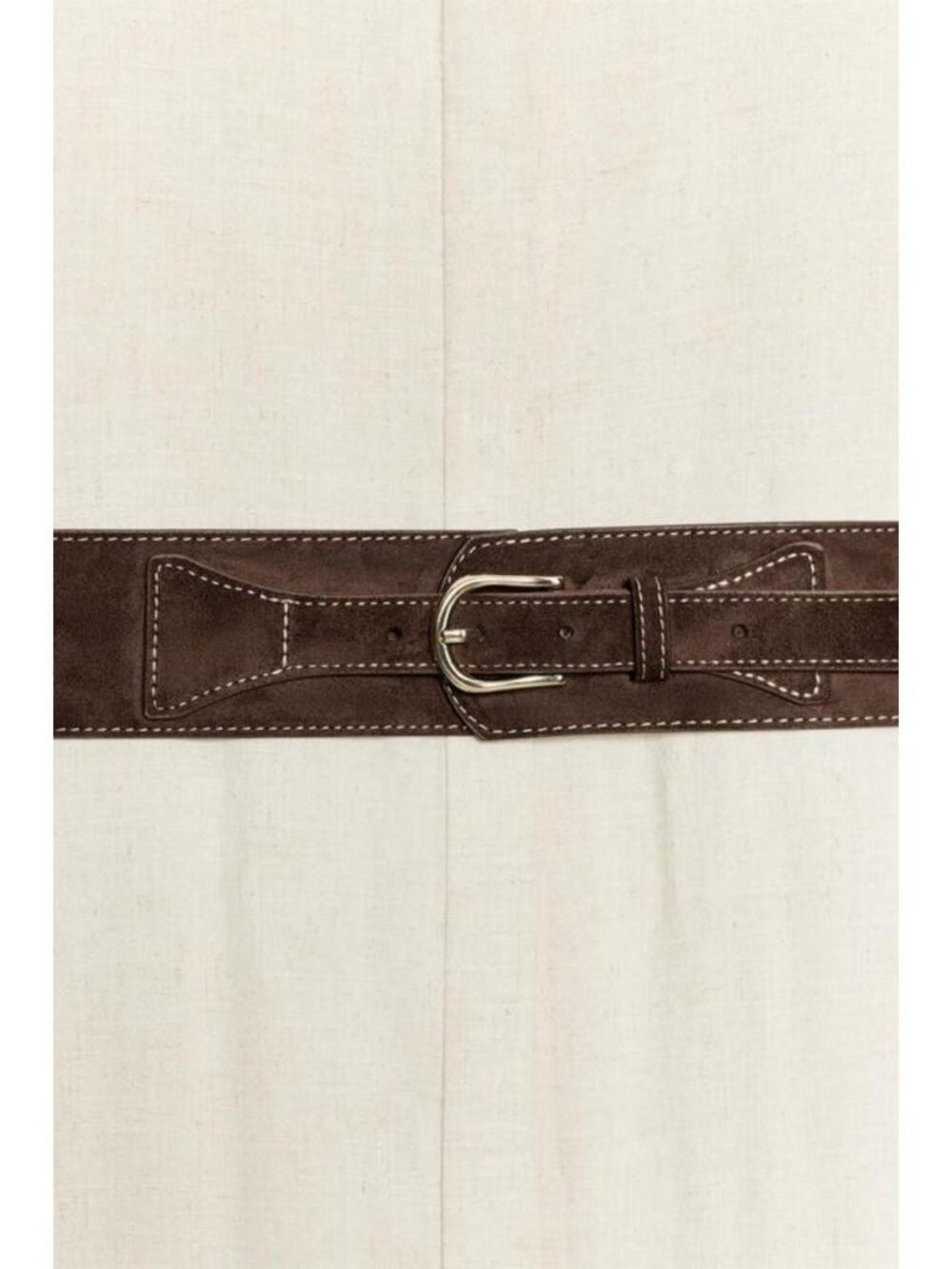 ZARA LINEN BLEND MIDI DRESS WITH BELT - Picture 9 of 9
